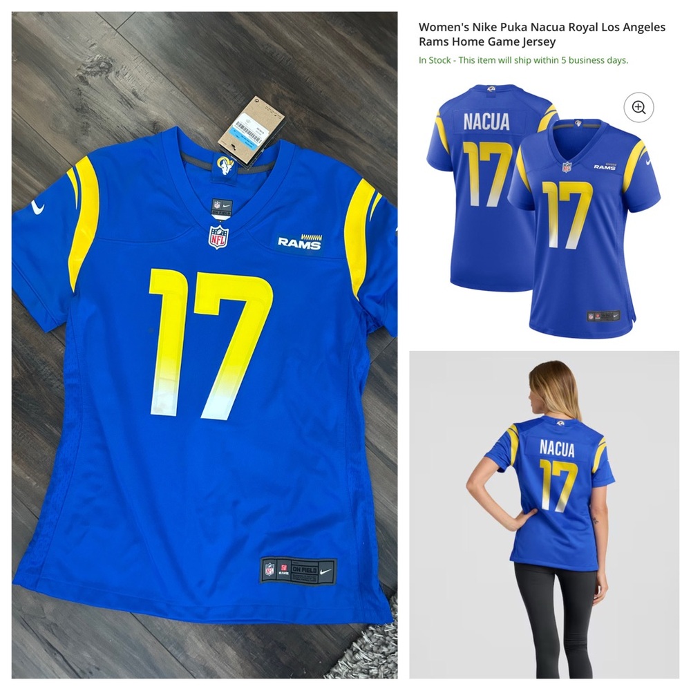 NEW WTAG Women's Nike Puka Nacua Royal Los Angeles Rams Home Game Jersey
